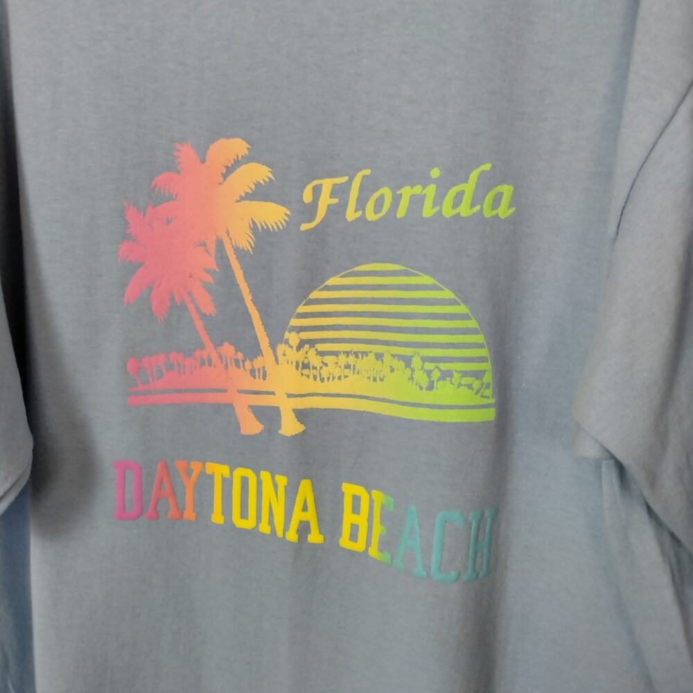 Vintage The Game Sz Large 90s Neon Puff Paint Daytona Beach Florida T Shirt - Picture 2 of 8